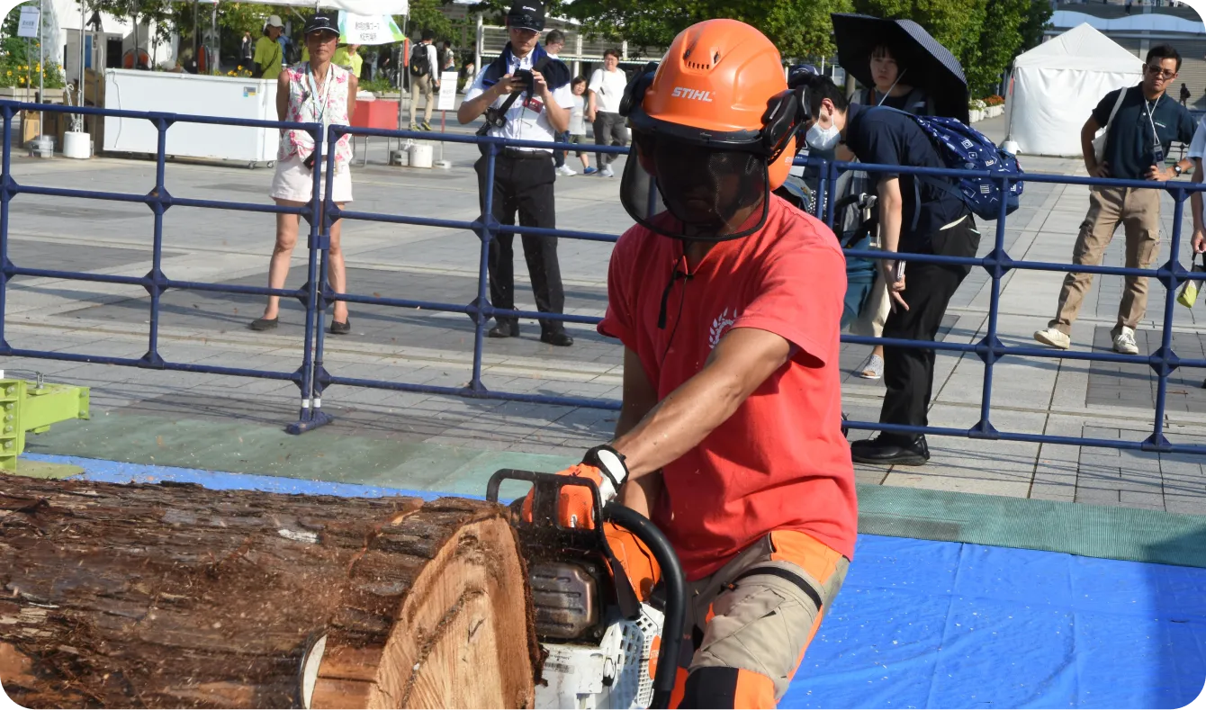 チェンソーパフォーマンスの実際の様子